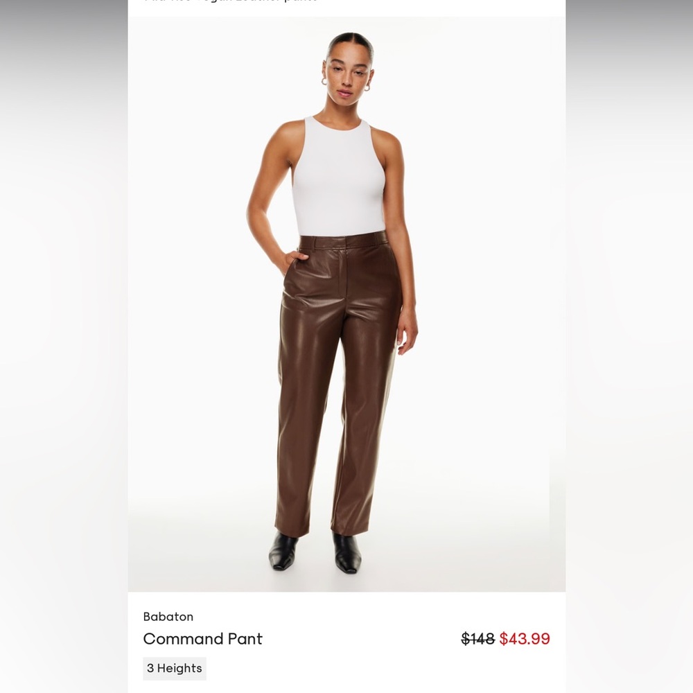 Aritzia brown faux leather pants, worn once!